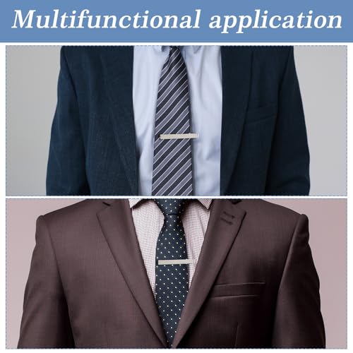 5 Pack Silver Tie Clips for Men, Men's Tie Clips Classic Ties Clip Silver with Adjustable Clasp Necktie Ties Bars Men TieAccessories for Professional Office Formal Events Wedding