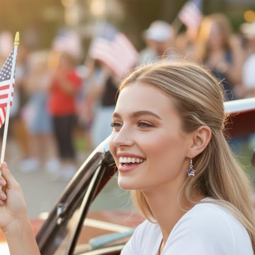4th of July Earrings,Patriotic Dangle Stud for Women, Fourth of July Jewelry for Veterans Day - color: E