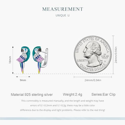 925 Sterling Silver Earrings Hypoallergenic Huggie Earring for Women - color: parrot