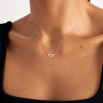 Luxval Diamond Pendant Gold Necklace for Women，Dainty 18k Gold Plated Choker Necklaces Simple Gold Jewelry Gifts for Women - color: Gold-CZ Paperclip