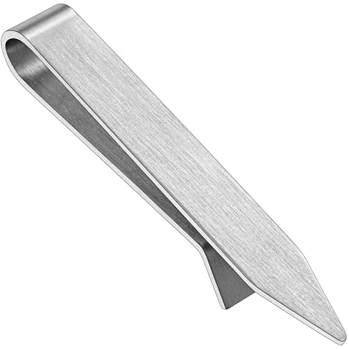 HAWSON Gold Silver Black Rose Gold Tie Clips for Men, Skinny Bars Pins Tacks Set 2.2 Inch for Necktie Suit Accessories - style: Single Silver Clip