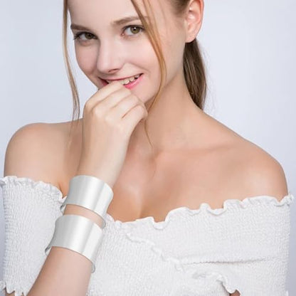 Wide Cuff Chunky Gold Bracelets for Women Open Cuff Bangles Wrist Cuff Bracelets for Women - style: Silver2