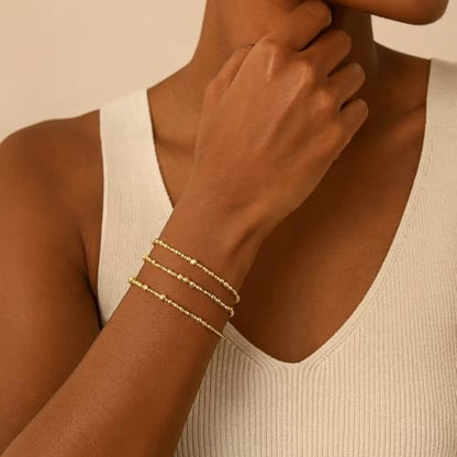 Gold Bracelets for Women, Beaded Cross Stack, Non Tarnish Set，Set-1 | Gold Beaded Bracelet Stack with Stretch Fit, Waterproof Finish and Dainty Design for Everyday Wear and Gifts - color: Colors-16