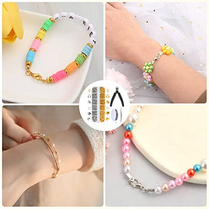 Acejoz 1200 Pcs Crimp Beads Supplies for Jewelry Making, Including Crimp Covers, Crimp Tubes and Wire Guardians, Lobster Clasps, Jump Rings, Crimping Pliers and Beading Wire for Bracelets Making