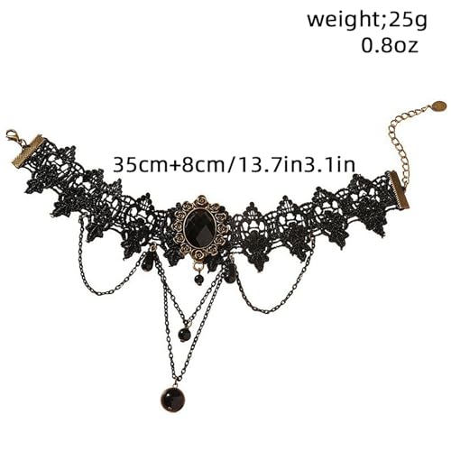 Olbye Black Choker Necklace for Women Gothic Lace Chokers Collar Statement Rhinestone Goth Costume Accessories Halloween Necklace Jewelry - color: Black B