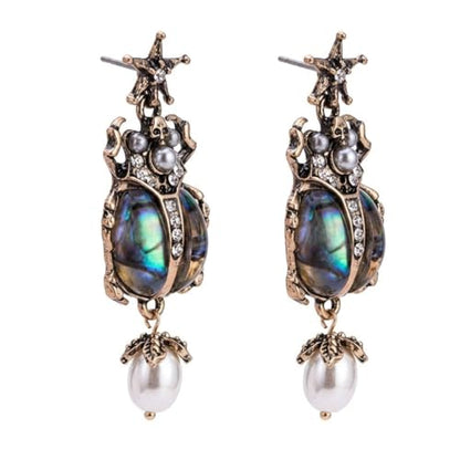 Whimsical Beetle Scarab Drop Dangle Earrings for Women, Gothic Vintage Inspired Jewelry Gift for Birthday Anniversary - style: beetle-stud