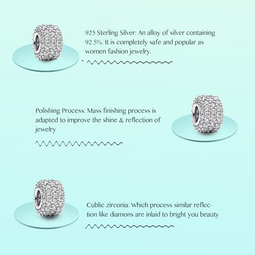 Annmors S925 Clip Spacer Safety Chain Stopper Charms for Pandora, Gift Mom Daughter Friend Sister Wife Grandma Girlfriend Fmaily On Christmas Mothers Valentines Halloween Graduation - color: C02-2pcs Sliver Clear Spacers