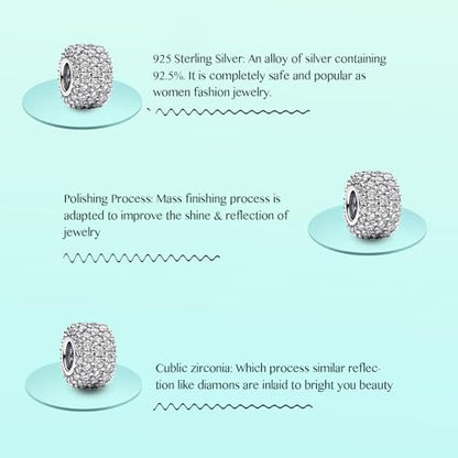 Annmors S925 Clip Spacer Safety Chain Stopper Charms for Pandora, Gift Mom Daughter Friend Sister Wife Grandma Girlfriend Fmaily On Christmas Mothers Valentines Halloween Graduation - color: C02-2pcs Sliver Clear Spacers