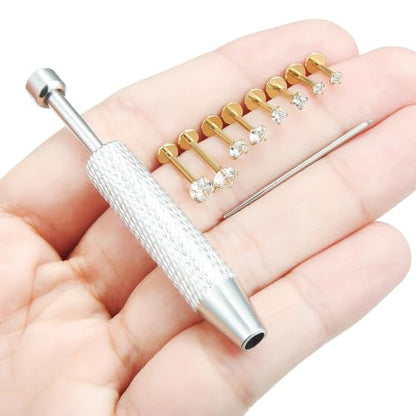 18/16g Flat Back Earrings Lip Rings Stud Jewelry Surgical Steel - color: 14K Gold Plated, size: 16g