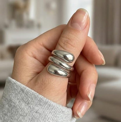 Lanyjewelry Women's Modern High-Polish Triple Wrap Spiral TK316 Stainless Steel Statement Ring