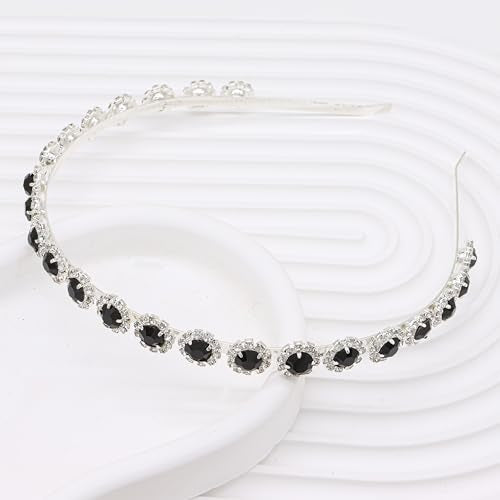 Bridal Headpiece Wedding Headband with Crystal and Hair Accessories (Black, 5.5'') - color: Black