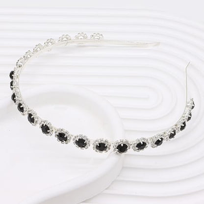 Bridal Headpiece Wedding Headband with Crystal and Hair Accessories (Black, 5.5'') - color: Black