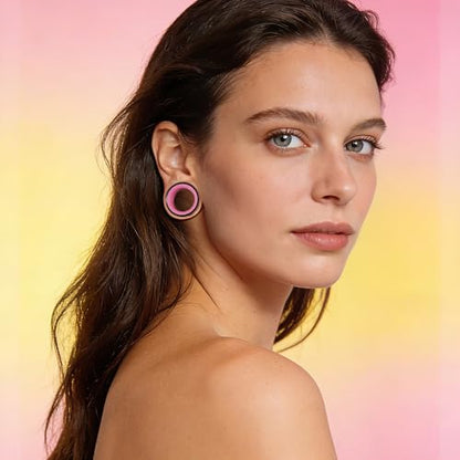 DOEARKO 2Pcs Stainless Steel Outer Ring & PLA Inner Plug Ear Gauges (2g/6mm - 1"/25mm) Hypoallergenic Double Material for Stretched Ears Lightweight Breathable Plugs - color: B&RS, size: 16mm(5/8")