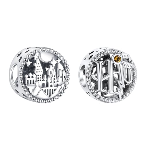 MITSOKU 925 Sterling Silver Charms for Bracelets Necklaces Animal prototype Pendant Safety Chain Dangle Pendants Beads Christmas Day Charms Jewelry Gift for Women - style: Sorcerer's Stone Magic Castle