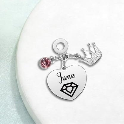Birthday Gifts for Women Birthstone Charms for Bracelets Necklaces Jewelry Gift for Mom Wife Daughter Granddaughter Niece Sister Girlfriend - color: June
