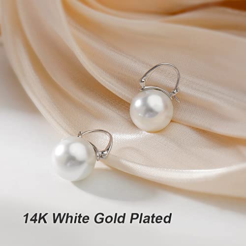 Pearl Earrings for Women 14K Gold Plated Hypoallergenic Pearl Earrings 5A Cubic Zirconia Dangle Earrings Elegant Jewelry - color: 3-Silver