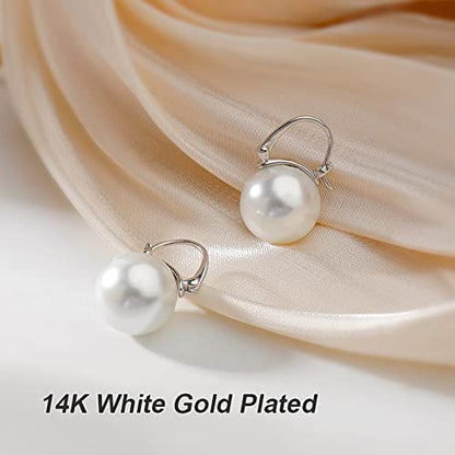 Pearl Earrings for Women 14K Gold Plated Hypoallergenic Pearl Earrings 5A Cubic Zirconia Dangle Earrings Elegant Jewelry - color: 3-Silver