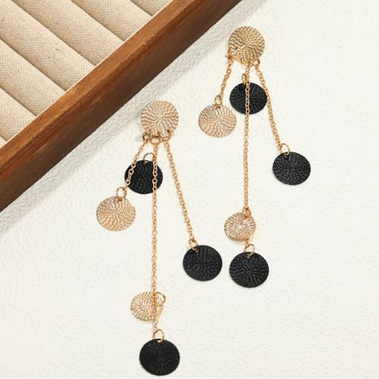 Gold Dangle Earrings for Women Long Statement Drop Boho Gold Chandelier Disc Tassel Earrings Dangle for Party Wedding Trendy Jewelry Gifts - color: L1