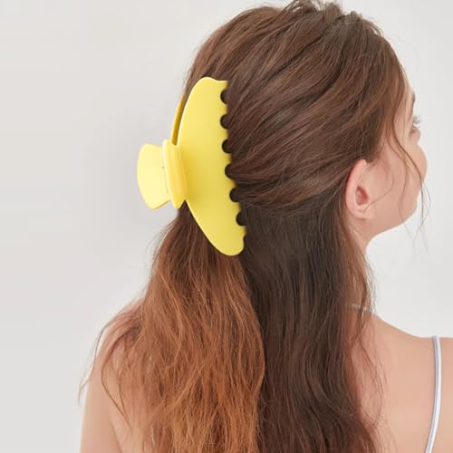 MAORULU Cute Claw Clip for Women – 4.3'' Large Acetate Hair Clips for Thick Thin Curly Long Hair, Durable Hair Clamps Non-slip Jaw Clip, Strong Hold, Stylish French Design (Lemon Yellow) - color: Lemon Yellow