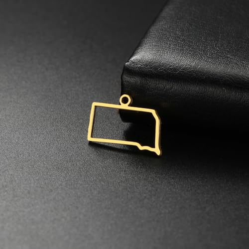 kkjoy 5Pcs Hollow Continents Maps of USA Pendant Charms for Jewelry Making and Crafting, Stainless Steel Mini Charm Craft Supplies Accessories for DIY Bracelet Necklace Earrings - color: Hollow South Dakota Map - Gold