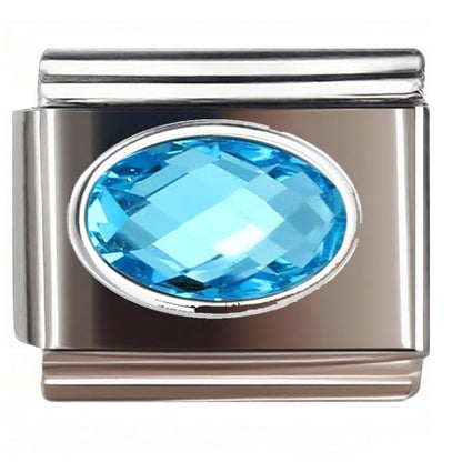 Italian Bracelet Charm,9mm,April,Birthday & Date > Birth Stone - Simple Ellipse - color: March