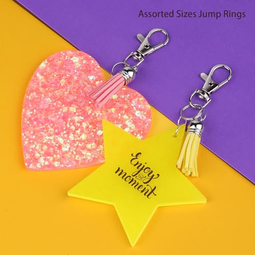 LEOBRO Jump Rings, 968pcs Keychain Making Kit, Keychain Clip and Key Ring, Key Chain Rings, Lobster Claw Clasps for Keychains, Charm Bracelet Jewelry, Silver - color: Silver