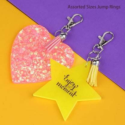 LEOBRO Jump Rings, 968pcs Keychain Making Kit, Keychain Clip and Key Ring, Key Chain Rings, Lobster Claw Clasps for Keychains, Charm Bracelet Jewelry, Silver - color: Silver