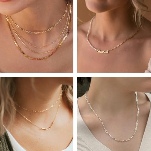 Kyutong 32.8 FT Gold and Silver Jewelry Making Chains Paperclip Chain Links | 2 Rolls Paper Clip Chain Necklace Brass Jewelry Findings with Clasps for Women DIY Jewelry Crafts - color: 3.2x6.3 Paperclip Chain