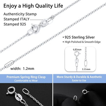 Jewlpire 18k Gold Plated 925 Sterling Silver Chain Necklace for Women, 1.2mm Cable Chain Necklace Super Sturdy & Shiny Women's Chains Necklaces 14/16/17/18/20/22/24 Inches - color: 925 Sterling Silver, size: 24 Inch