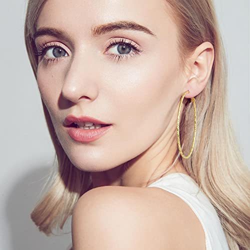 SPOINT Gold Hoop Earrings for Women 14K Gold Hoop Earrings for Women | 14K Gold Earrings for Women Lightweight Large Gold Hoop Earrings Hypoallergenic Gold Hoops Earring for Women 35/45/55mm