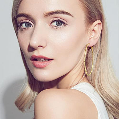SPOINT Gold Hoop Earrings for Women 14K Gold Hoop Earrings for Women | 14K Gold Earrings for Women Lightweight Large Gold Hoop Earrings Hypoallergenic Gold Hoops Earring for Women 35/45/55mm