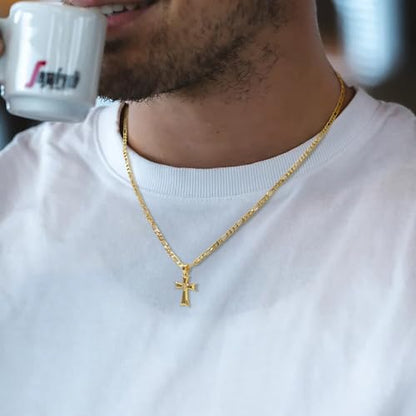 AIGAMIT Cross Necklace for Men Gold Cross Necklace for Men | 14K Gold Cross Chain for Mens Cross Necklaces Cubic Zirconia Gold Cross Pendant Necklace for Men Cross Necklaces 20/22/24in - size: 24 inches