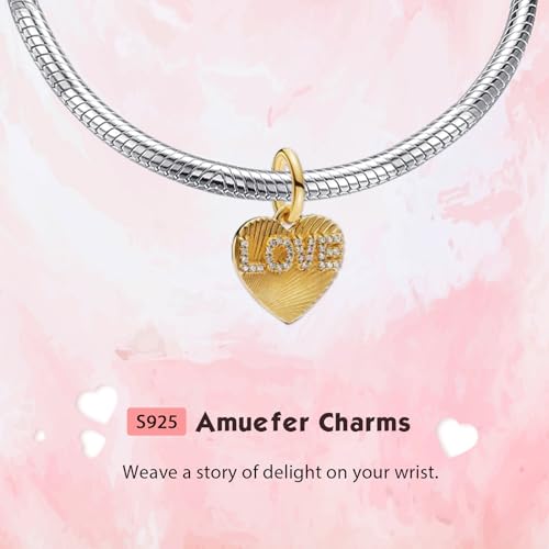 S925 Bead Pendant Charms for Bracelets Necklaces, Compatible with Pandora, Jewelry Making DIY - style: Love Heart