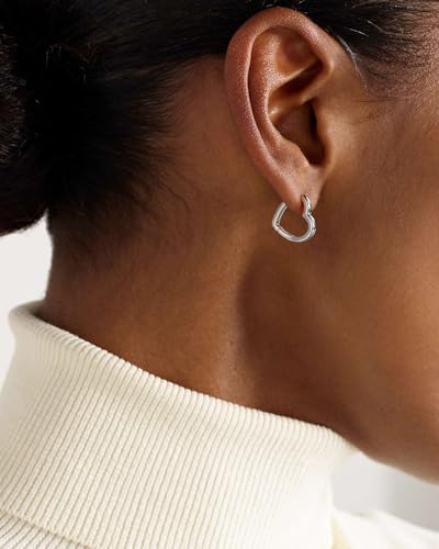 Me&Hz Gold Huggie Earrings Small Huggie Hoop Earrings for Women 14K Gold Plated Hypoallergenic Cubic Zirconia Huggies Mini Silver Hoop Earring for Women - color: Heart, Silver