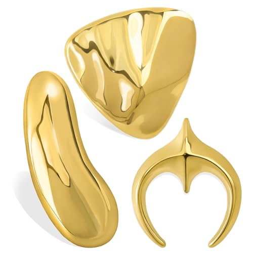 Stainless Steel Brooch Pin for Women & Men,Lapel Pin | Minimalist Statement Elegant Geometric, Sweaters Coat Suit Shawl Collar Shirt Coat Jacket Hat Dress Swim, Velvet Bag & Box - style: Trio-Gold