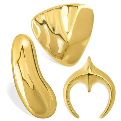 Stainless Steel Brooch Pin for Women & Men,Lapel Pin | Minimalist Statement Elegant Geometric, Sweaters Coat Suit Shawl Collar Shirt Coat Jacket Hat Dress Swim, Velvet Bag & Box - style: Trio-Gold