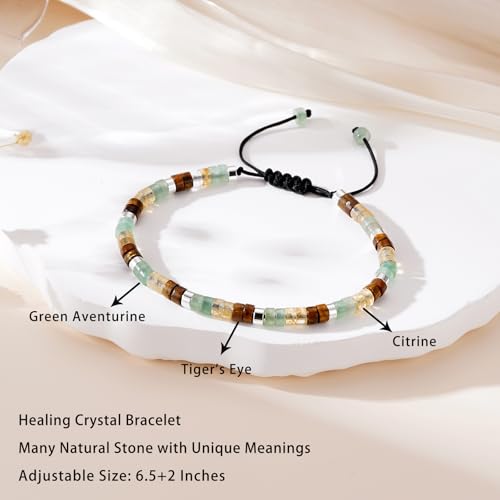 Healing Crystal Bracelet Jewelry Gifts for Women | Triple Protection/Stress Relief/New Beginnings/Good Luck/Empath Protection, Christmas, Birthday - color: Good Luck