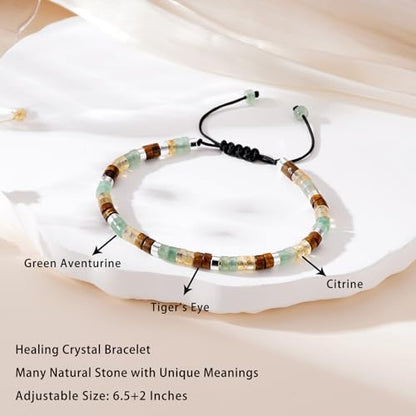 Healing Crystal Bracelet Jewelry Gifts for Women | Triple Protection/Stress Relief/New Beginnings/Good Luck/Empath Protection, Christmas, Birthday - color: Good Luck
