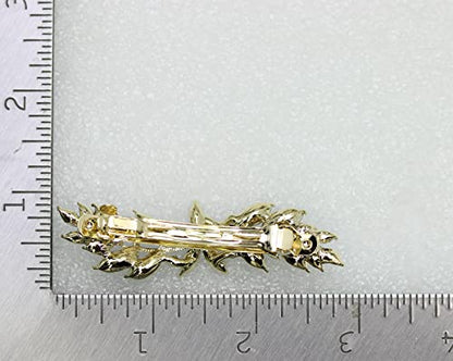 Faship Gorgeous Black Rhinestone Crystal Small Floral Hair Barrette Clip - color: Black / 14K gold plated