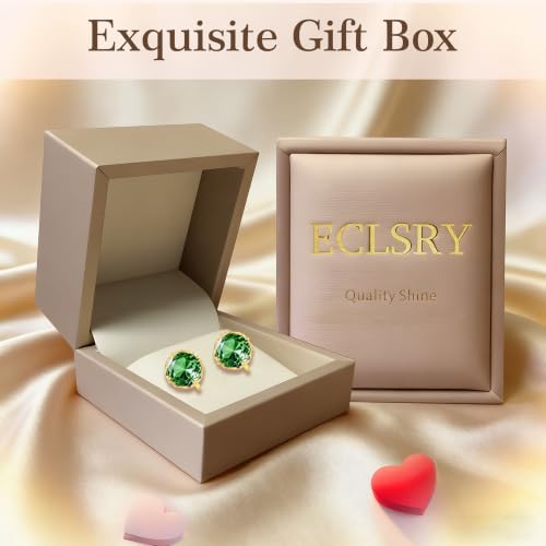 Round Austrian Crystal Clip On Earrings for Women Non Pierced Earrings, Hypoallergenic Clip-on Earrings Jewelry Gift for Sensitive Ears - color: Green