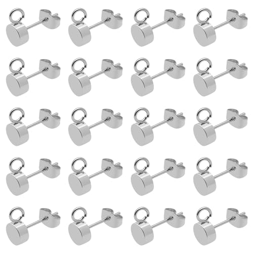 54pcs Earring Studs for Jewelry Making,Round Ball Post Stud Earrings Hypoallergenic Earring Posts with Ear Nuts for Anniversaries Gifts, Favors, Jewelry Making(Silver) - color: 54pcs;Silver