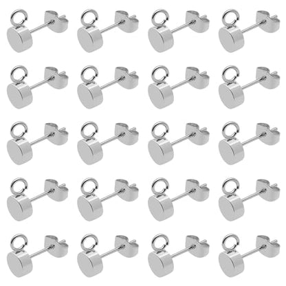 54pcs Earring Studs for Jewelry Making,Round Ball Post Stud Earrings Hypoallergenic Earring Posts with Ear Nuts for Anniversaries Gifts, Favors, Jewelry Making(Silver) - color: 54pcs;Silver
