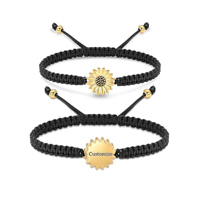 Sunflower Cremation Urn Bracelet for Adjustable Boho Daisy Handmade Cremation Jewelry Braided Rope Bracelets for Women Jewelry Gift With Funnel Kit & Bag - color: Customize