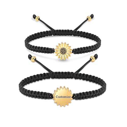 Sunflower Cremation Urn Bracelet for Adjustable Boho Daisy Handmade Cremation Jewelry Braided Rope Bracelets for Women Jewelry Gift With Funnel Kit & Bag - color: Customize