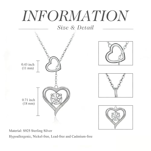 YYB Y Necklace Infinity/Heart/Cross/Faith Pendant Lariat Necklace for Women Drop Necklaces Christian Jewelry Birthday Anniversary Mothers Day Gifts for Mom Sister Girlfriend - color: Heart Necklace