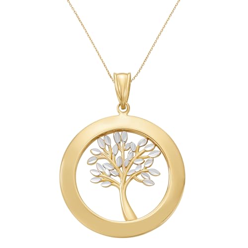Amanda Rose Collection 14K Two-Tone Solid Gold Tree of Life Pendant