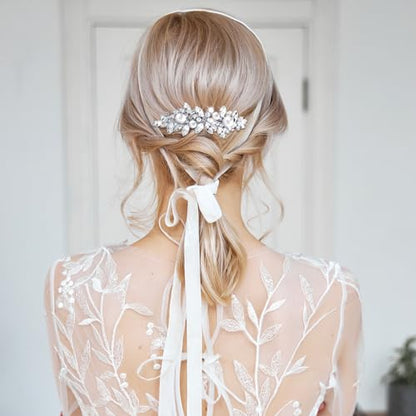 Janinka Rhinestone Hair Accessories for Wedding: Bridal Hair Pins, Crystal Bobby Pins, Silver Hairpin Barrettes, and Elegant Leaf Flower Accents for Women and Girls - color: Flower Style