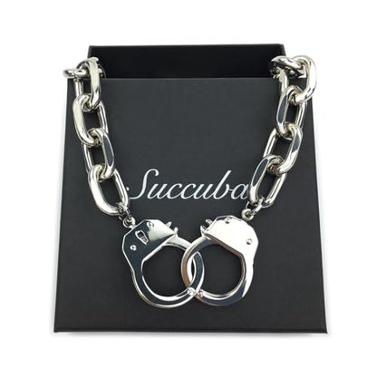Succuba Stainless Steel Handcuff Choker Necklace Chain Pendant Choker Collar Necklace for Women and Men from 16 to 24 Inches with Box - color: B, size: 24 Inches