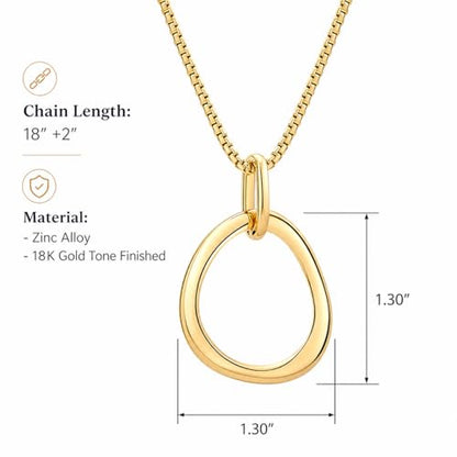 COBI T Bar Necklace for Women, Circle Pendant Necklaces,Gold Tone Finished Four Leaf Clover | Link Chain Necklace with T-Bar Charm, Adjustable 17"/18"+2" Jewelry Gift - color: Gold, style: Karma