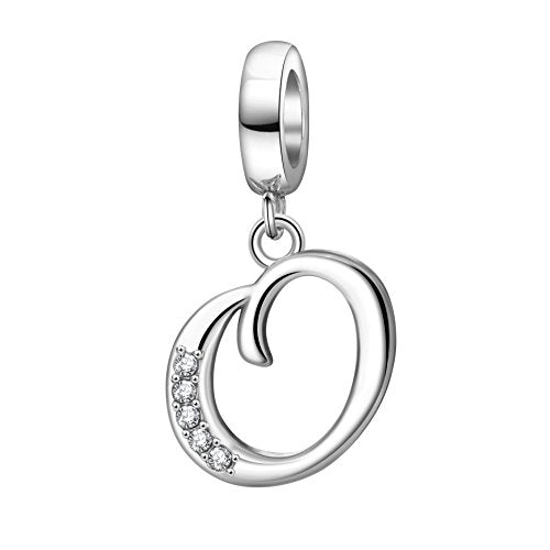 925 Sterling Silver Initial Charm fits Pandora, Gift for Mom Wife | Christmas,Birthday,Mother's Day, Anniversary, Valentine's Day - color: Letter O